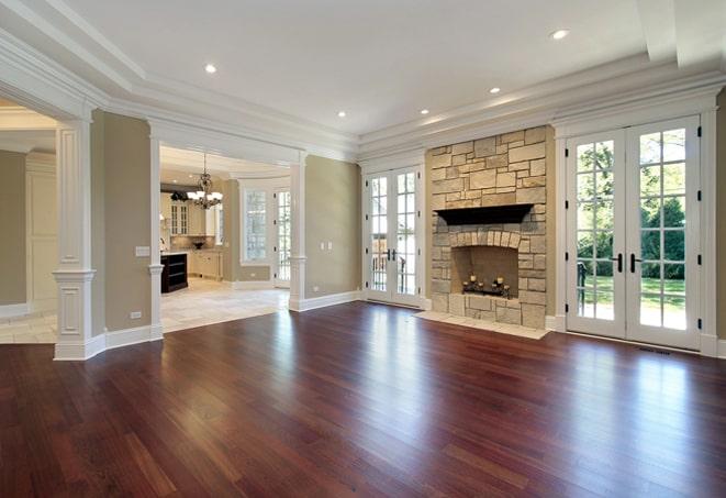 wide-plank wood floors in a rustic farmhouse kitchen